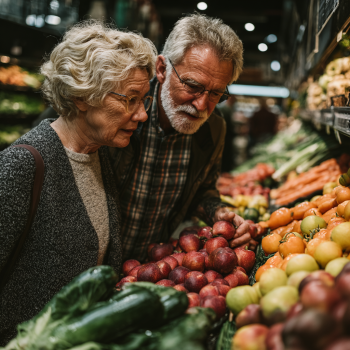 Старша жінка готує здорову їжу на кухні